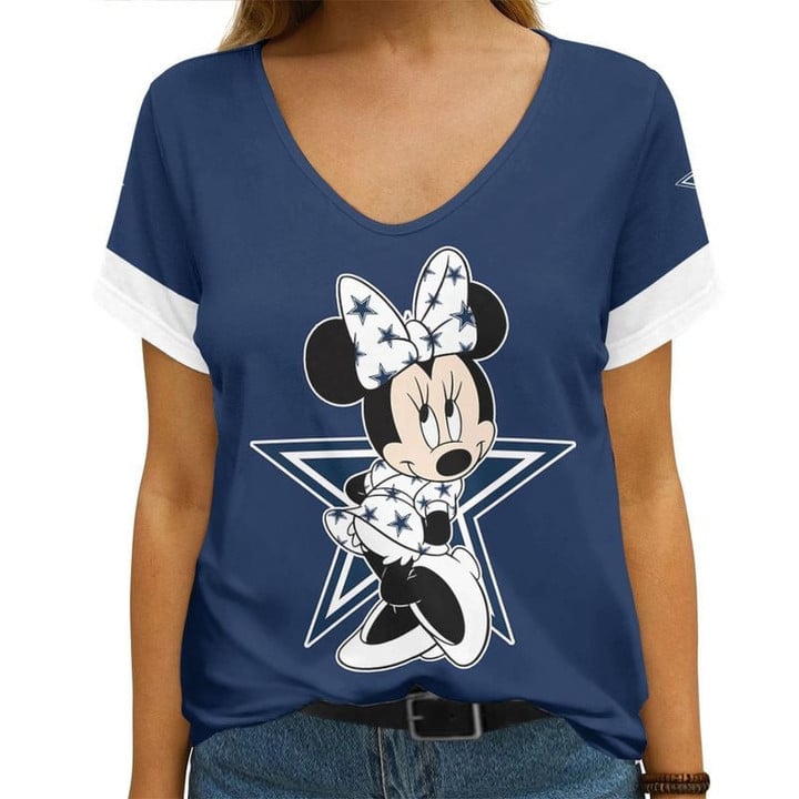 Dallas Cowboys V-neck Women T-shirt NEW021501