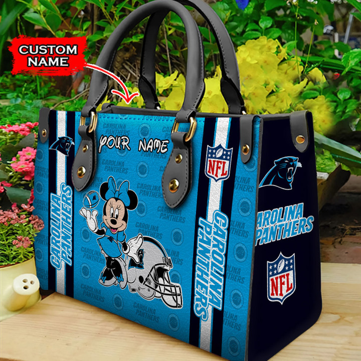 Carolina Panthers Personalized Leather Hand Bag BBLTHB508