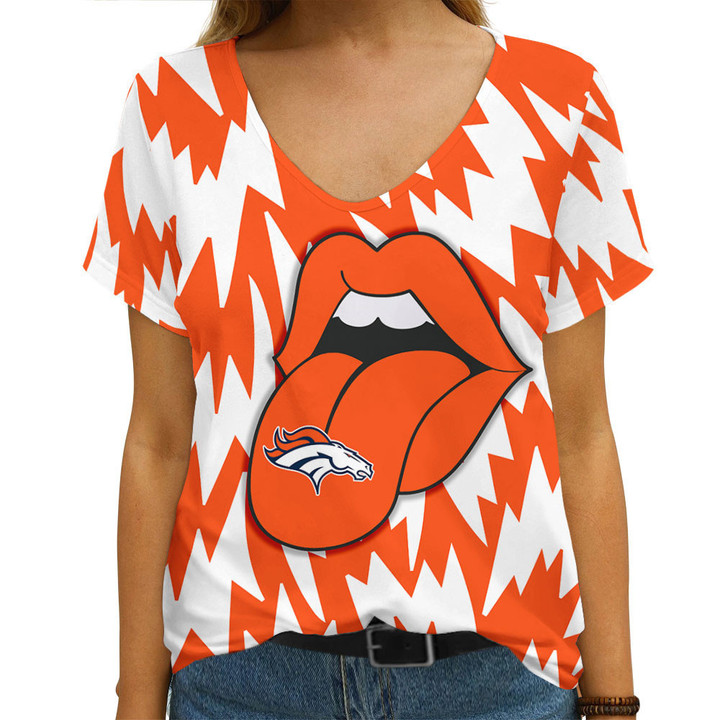 Denver Broncos Summer V-neck Women T-shirt
