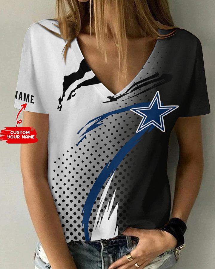 Dallas Cowboys Personalized V-neck Women T-shirt BG633