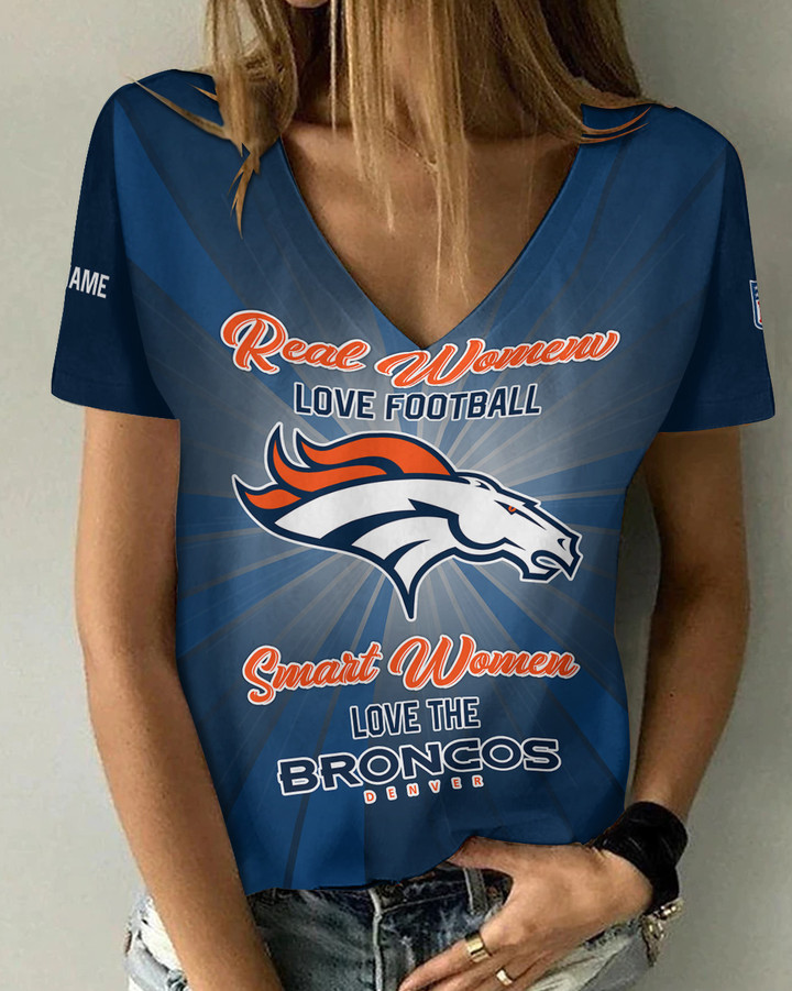 Denver Broncos Personalized V-neck Women T-shirt AGC66
