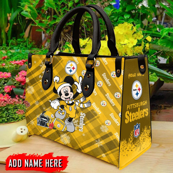 Pittsburgh Steelers Personalized Christmas Leather Hand Bag BBLTHB470
