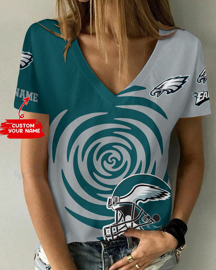 Philadelphia Eagles Personalized V-neck Women T-shirt BG466