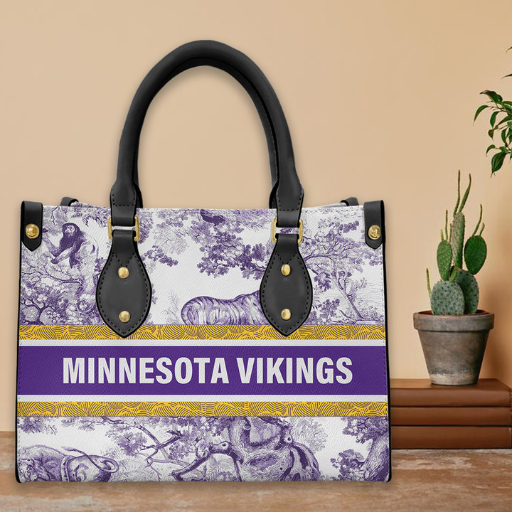 Minnesota Vikings Personalized Leather Hand Bag BBLTHB459