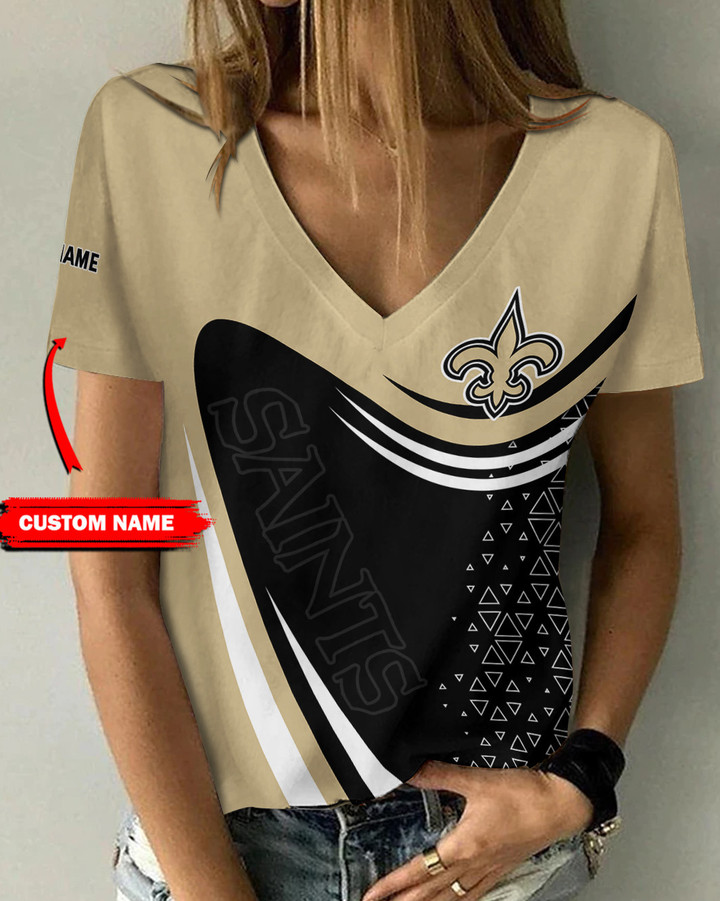 New Orleans Saints Personalized V-neck Women T-shirt BG997