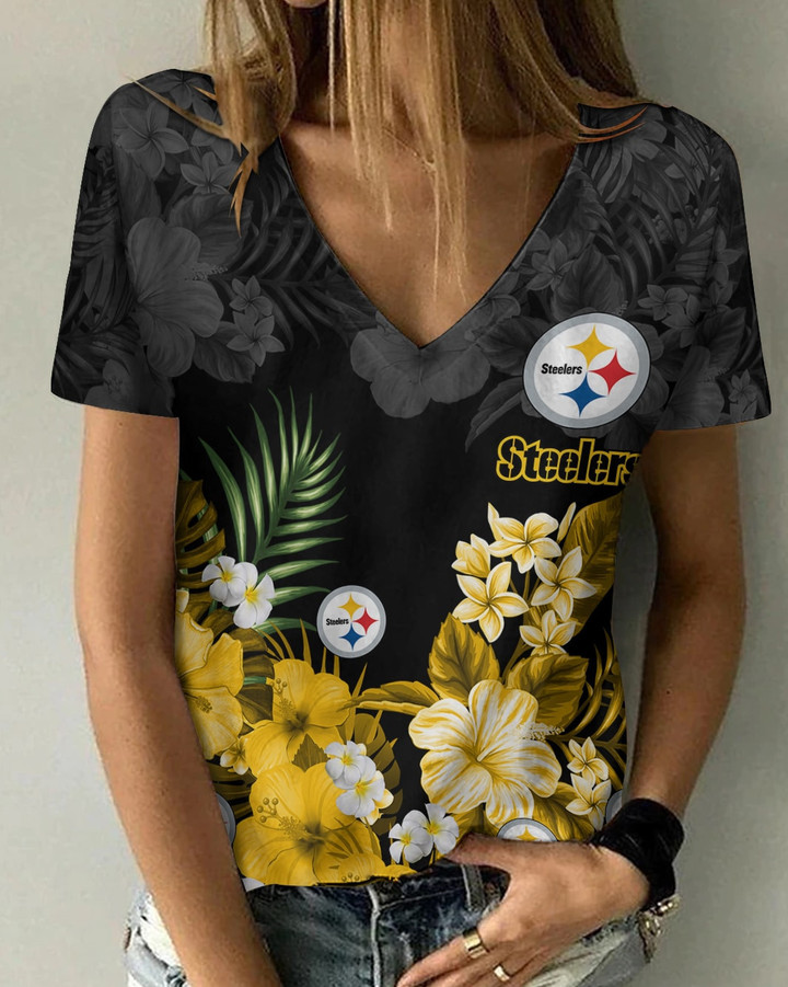 Pittsburgh Steelers V-neck Women T-shirt BG790