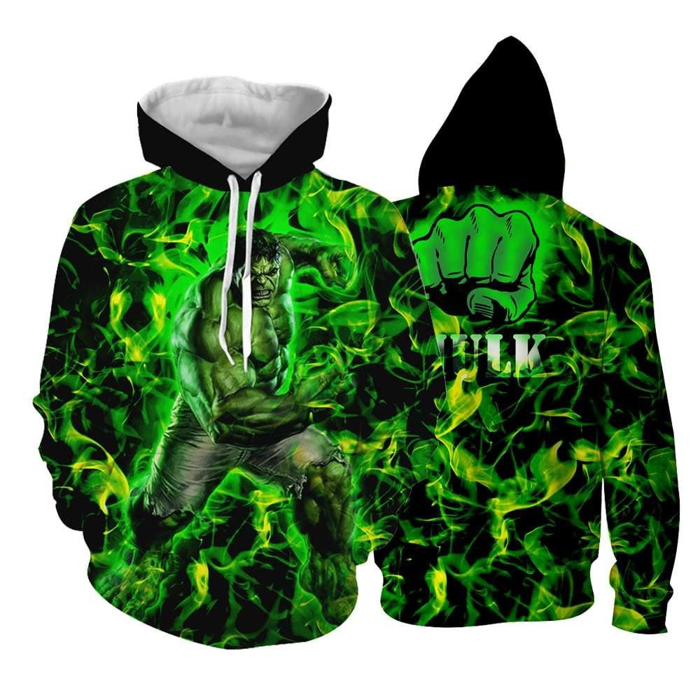 Marvel The Incredible Hulk Fist Design Green Vibrant Aop Hoodie ...