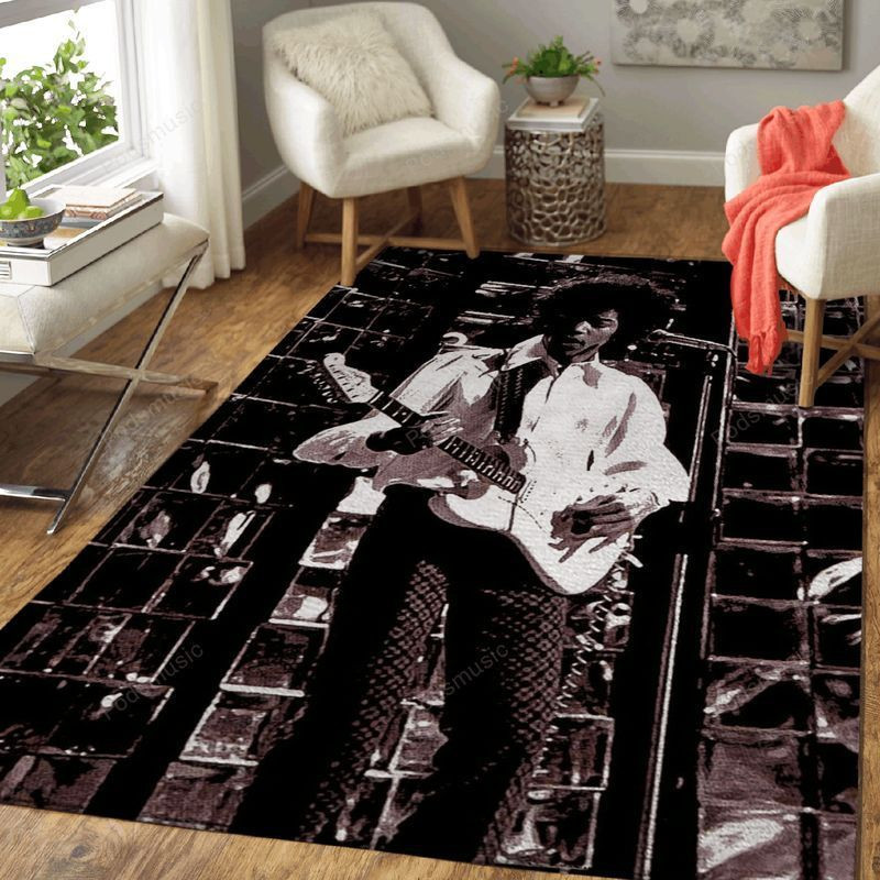 Jimi Hendrix On Stage Music Legend Art Area Rug Living Room Rug Home D ...