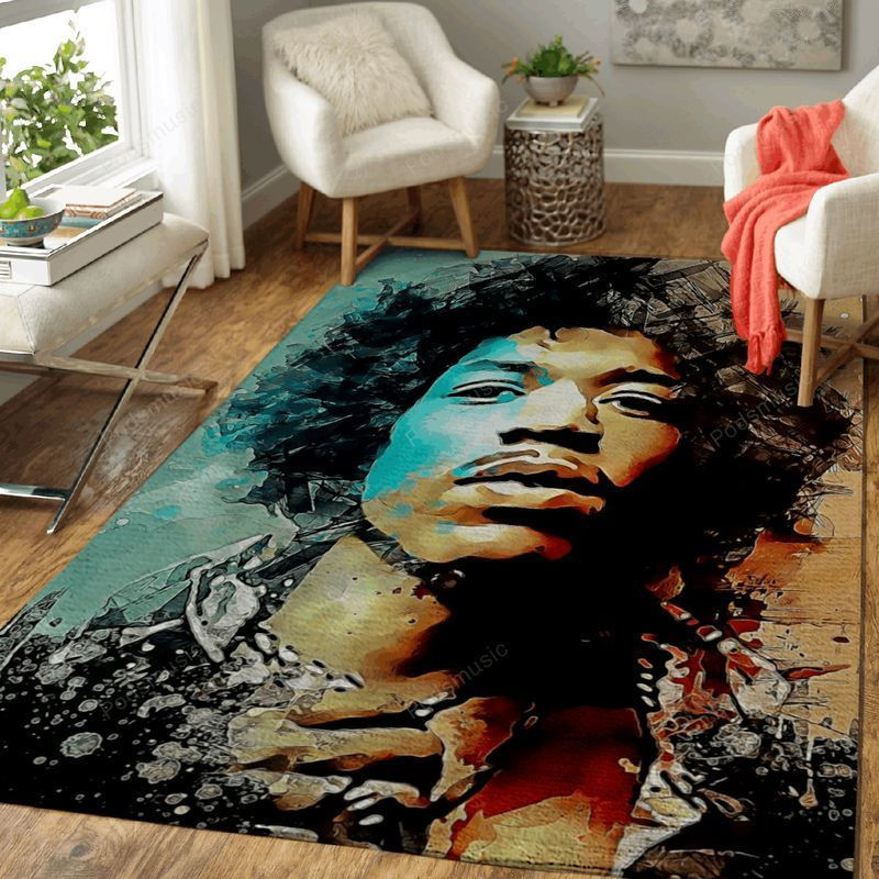 Jimi Hendrix Music Artwork Art Area Rug Living Room Rug Home Decor Flo ...