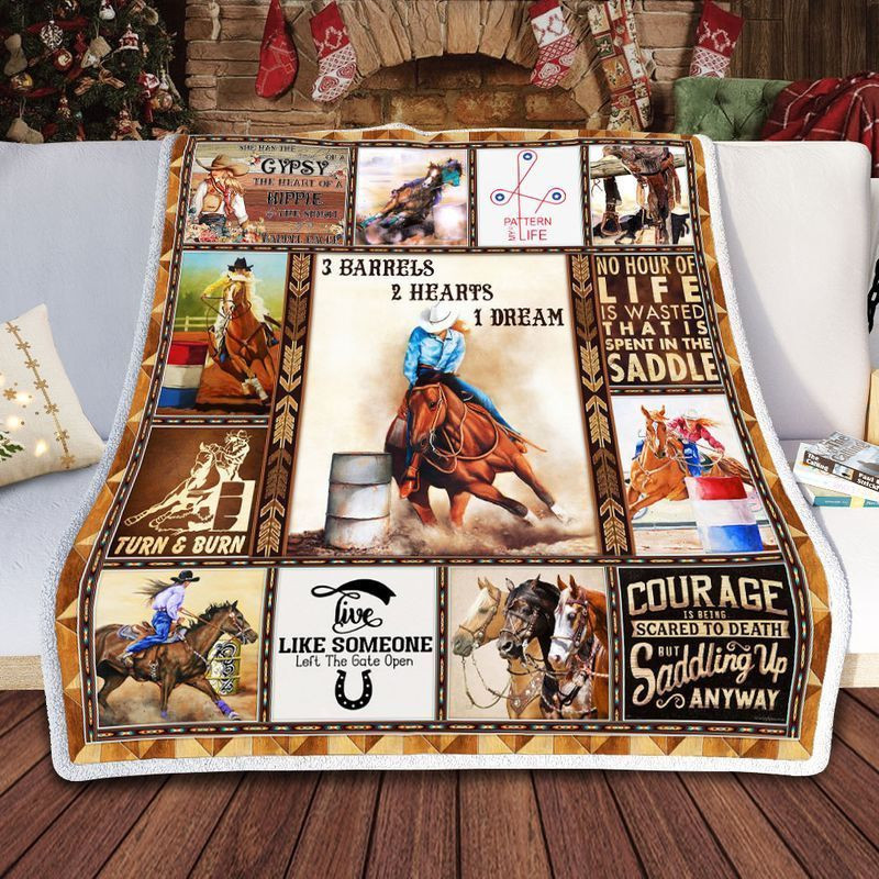 Barrel Racing 3 Barrels 2 Hearts 1 Dream Premium Comfy Sofa Throw Blan ...