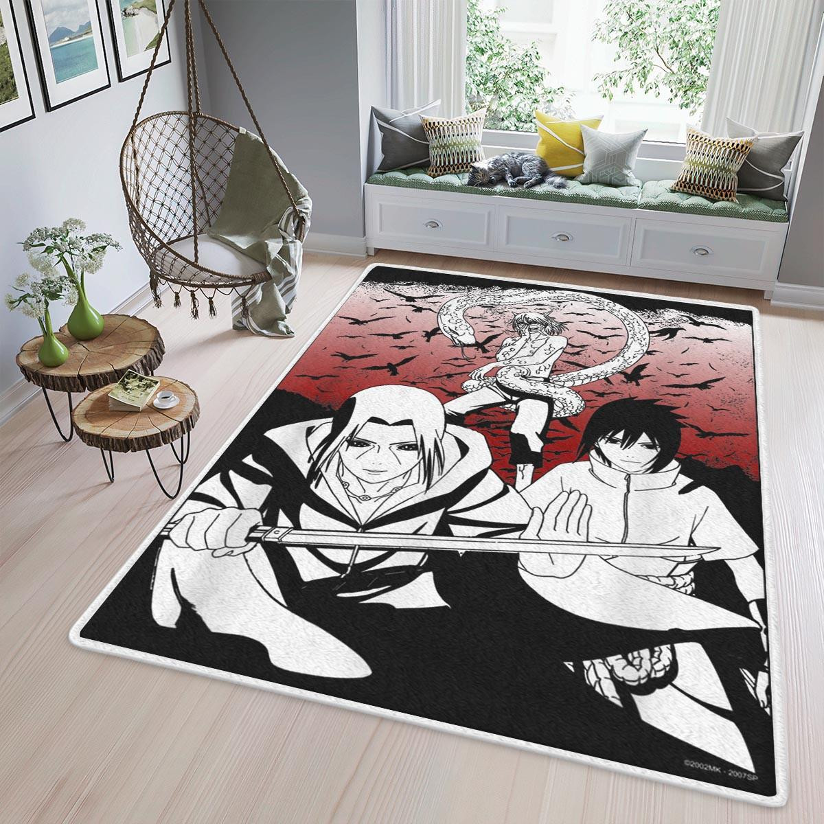 Naruto Shippuden Fan Gift Area Rug Living Room, Sasuke And Orochimaru ...