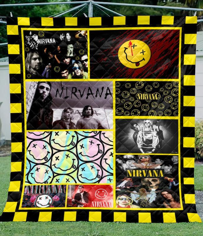 Nirvana Rock Band Fan Gift, Nirvana Band Logo Quilt Blanket - DESIGN-TREND