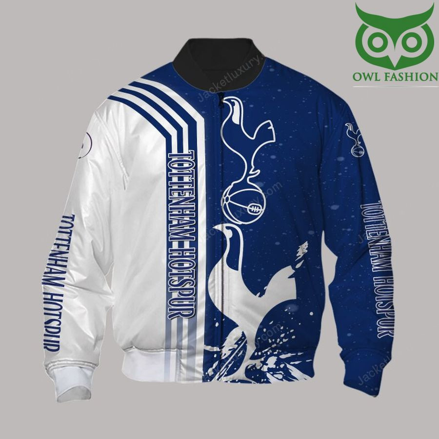 Tottenham Pattern Tottenham Hotspur FC Blue White Pattern Bomber Jacket - DESIGN-TREND
