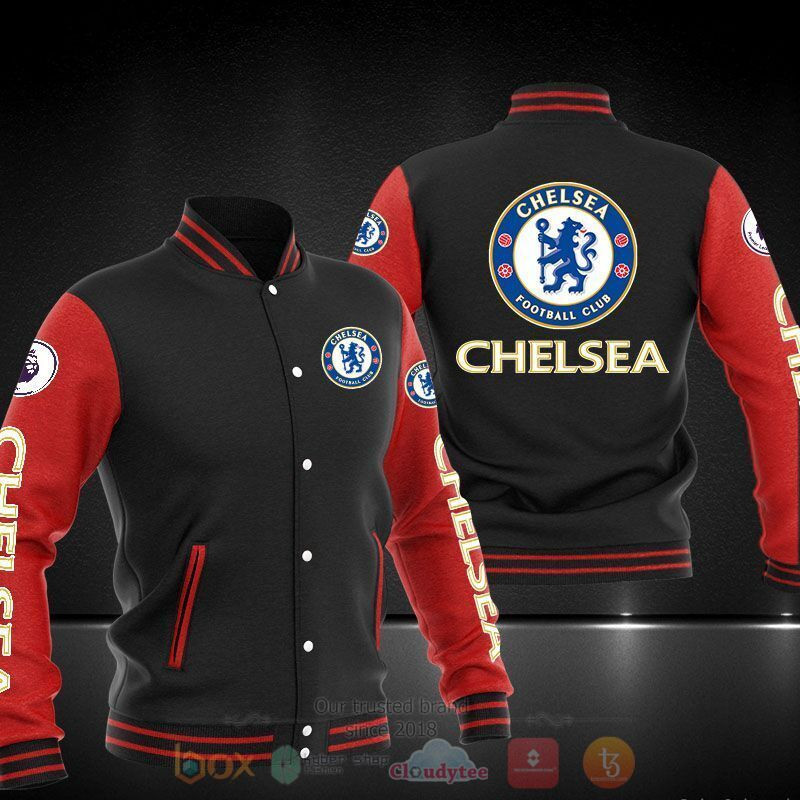 Chelsea FC Black Red Baseball Jacket - DESIGN-TREND
