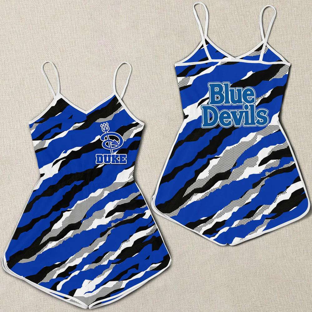 Duke Blue Pattern Duke Blue Devils Women Romper Jumpsuit 3D Printed Team Logo Pattern On ...