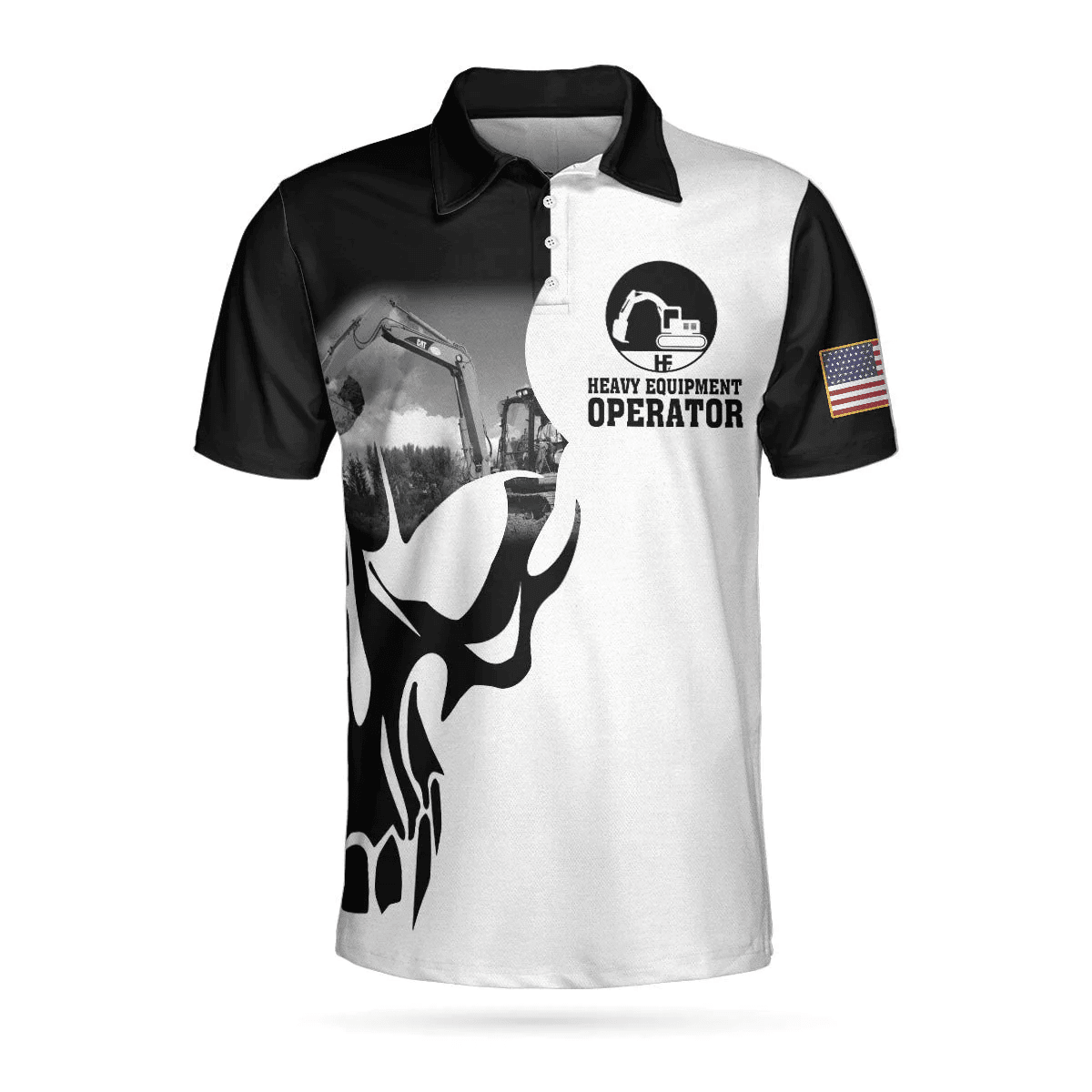 Mens & Womens Heavy Equipment Operator Proud Skull Polo Shirt, If You ...