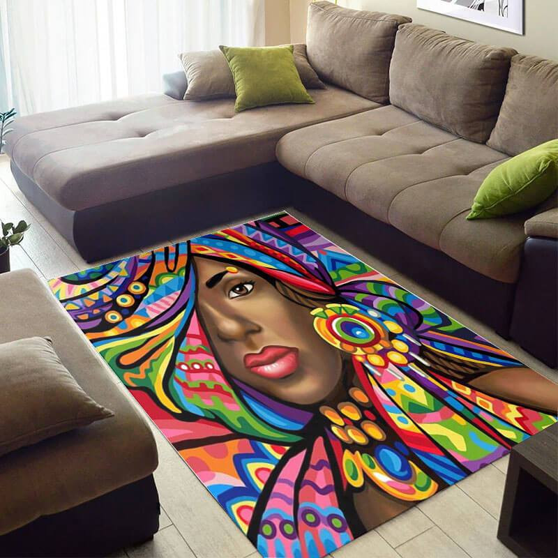 Cool African Style Beautiful Afrocentric Afro Girl Large Rug - DESIGN-TREND