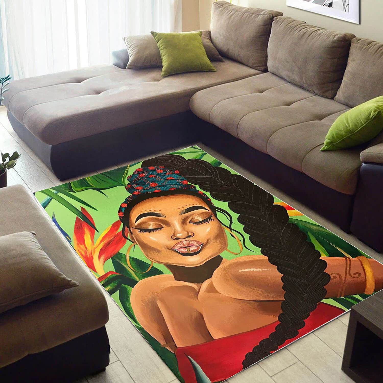 Afrocentric Beautiful Melanin Girl African Style Home Rug - DESIGN-TREND