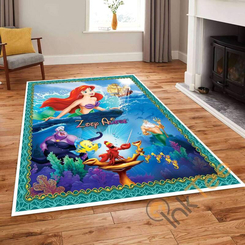 Mermaid The Little Ariel And Friends Disney Character Lovers Rug ...