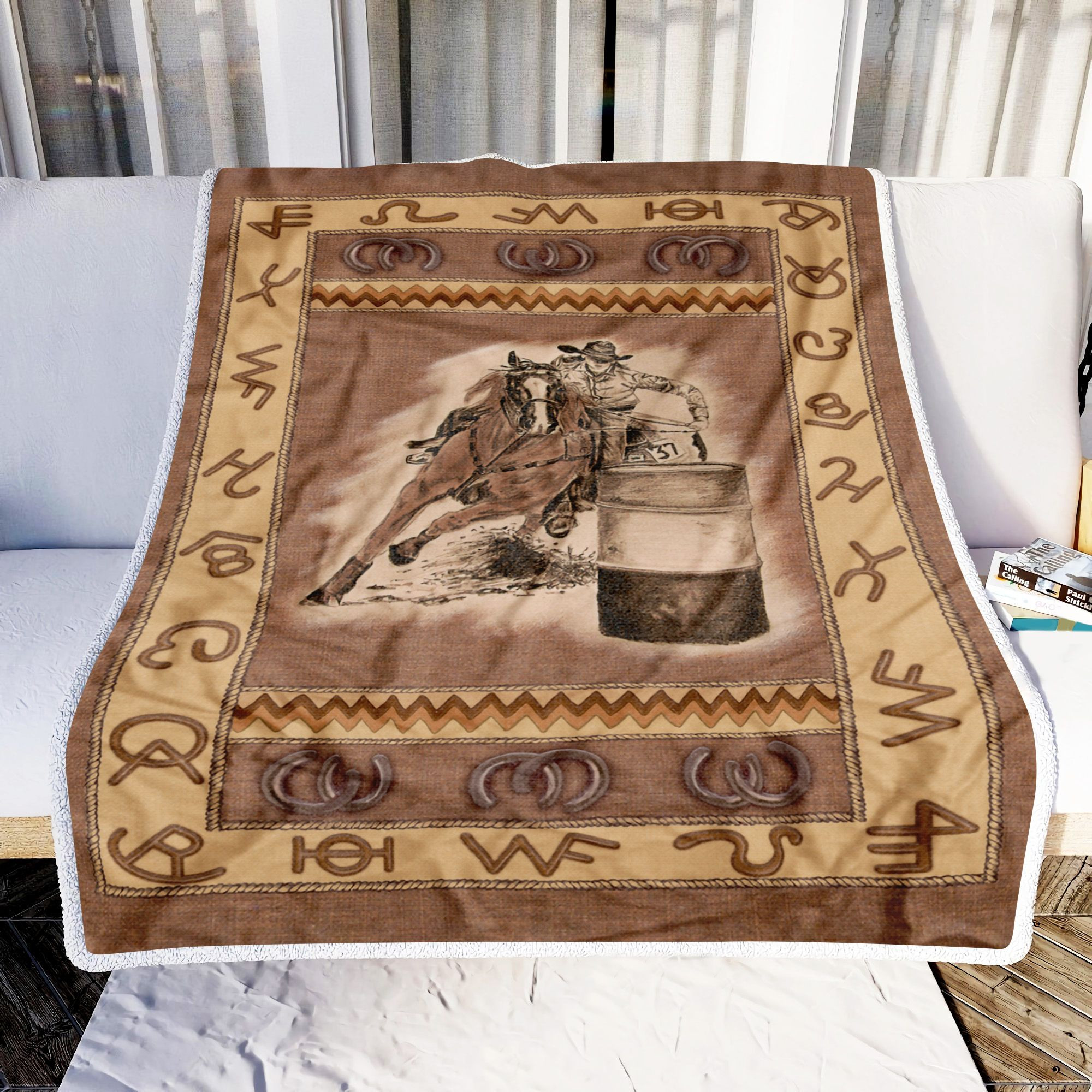 Horse Barrel Racer Fleece Blanket - DESIGN-TREND