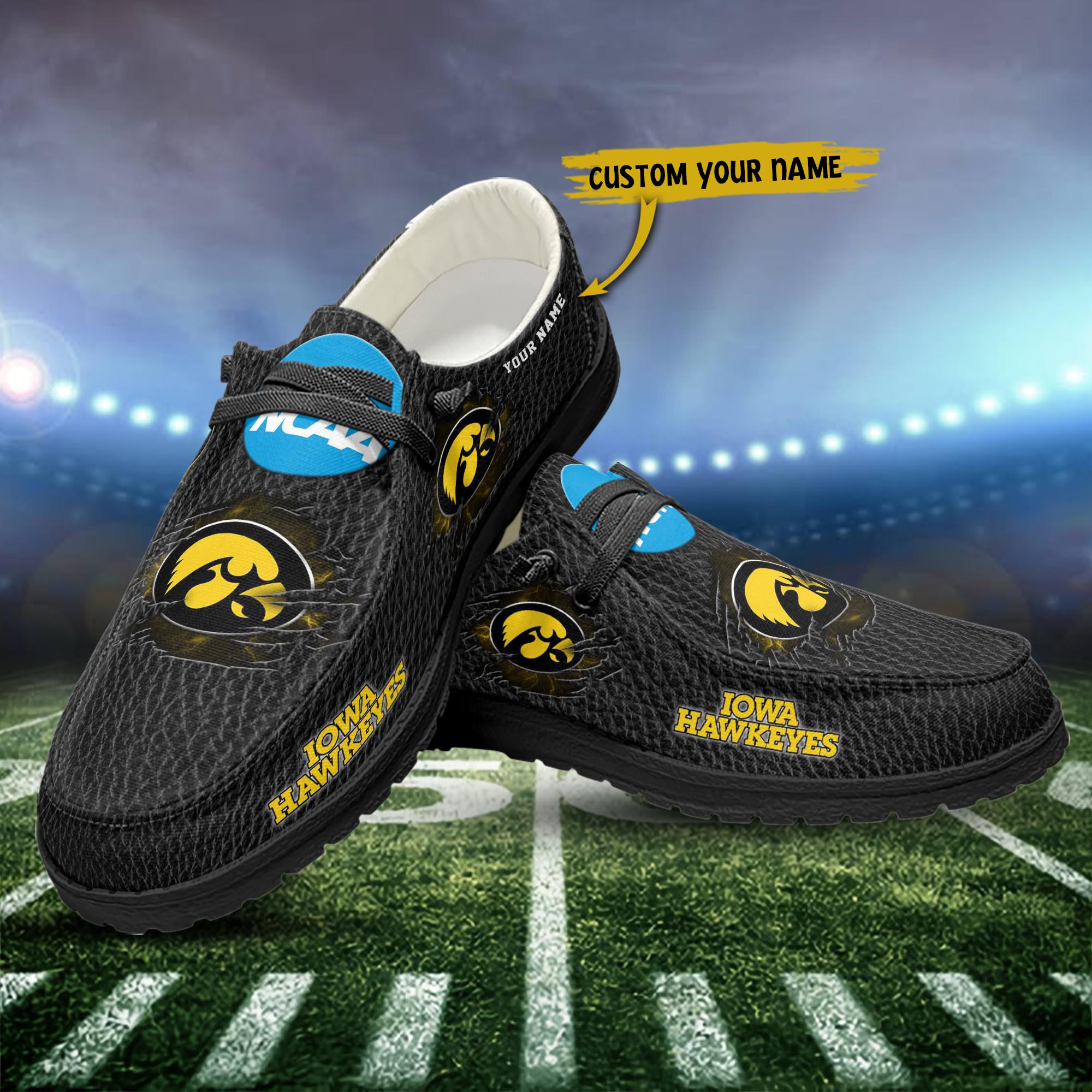 Iowa Hawkeyes Hey Dude Shoes Loafer Shoes Custom Your Name - DESIGN-TREND