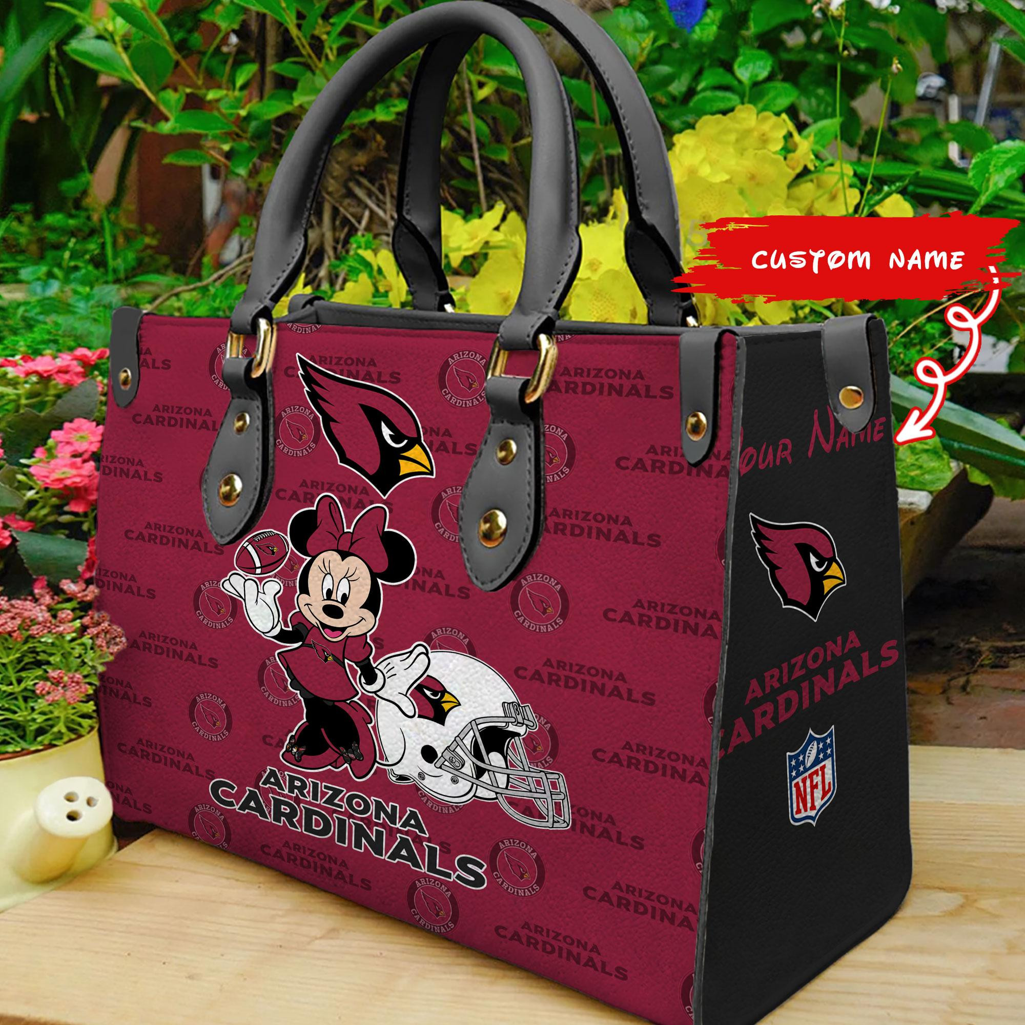 Arizona Cardinals Minnie Women Custom Name Leather Hand Bag M1