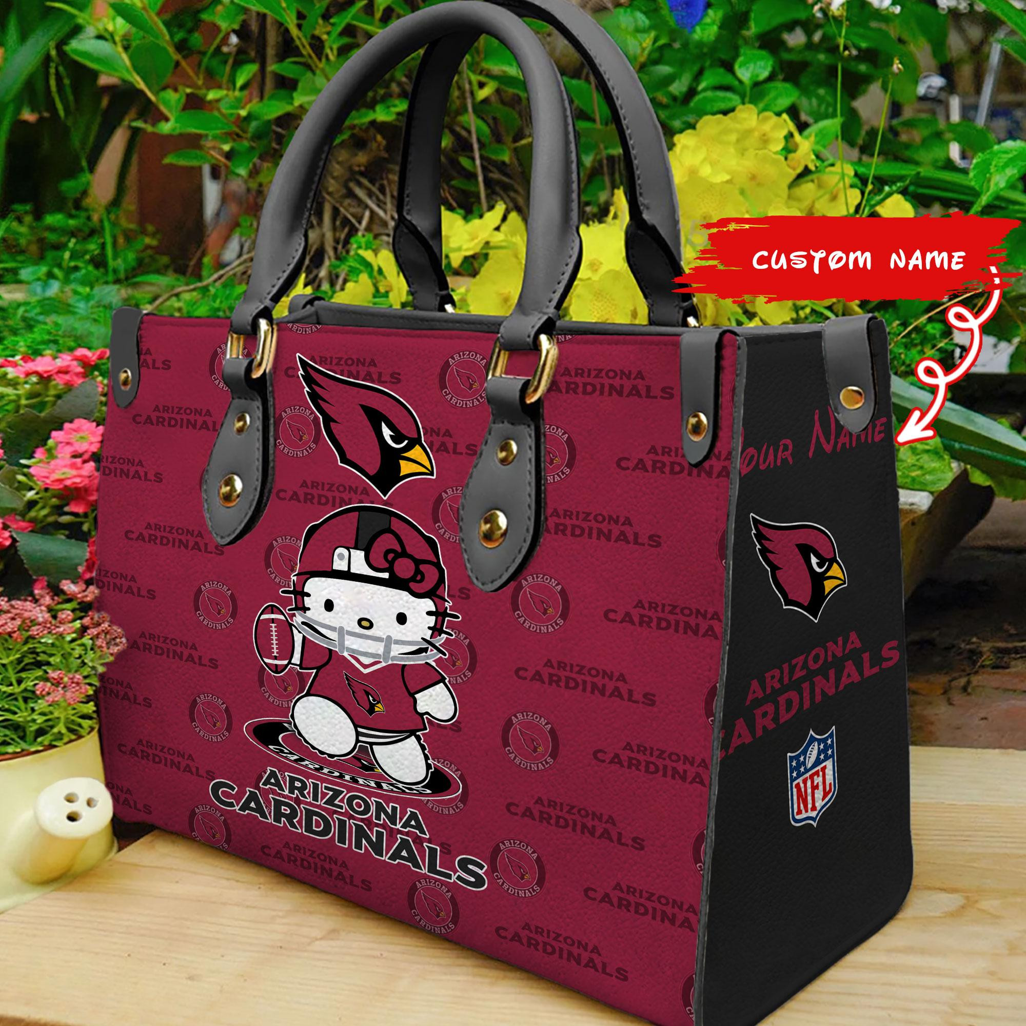 Arizona Cardinals Kitty Women Custom Name Leather Hand Bag M1