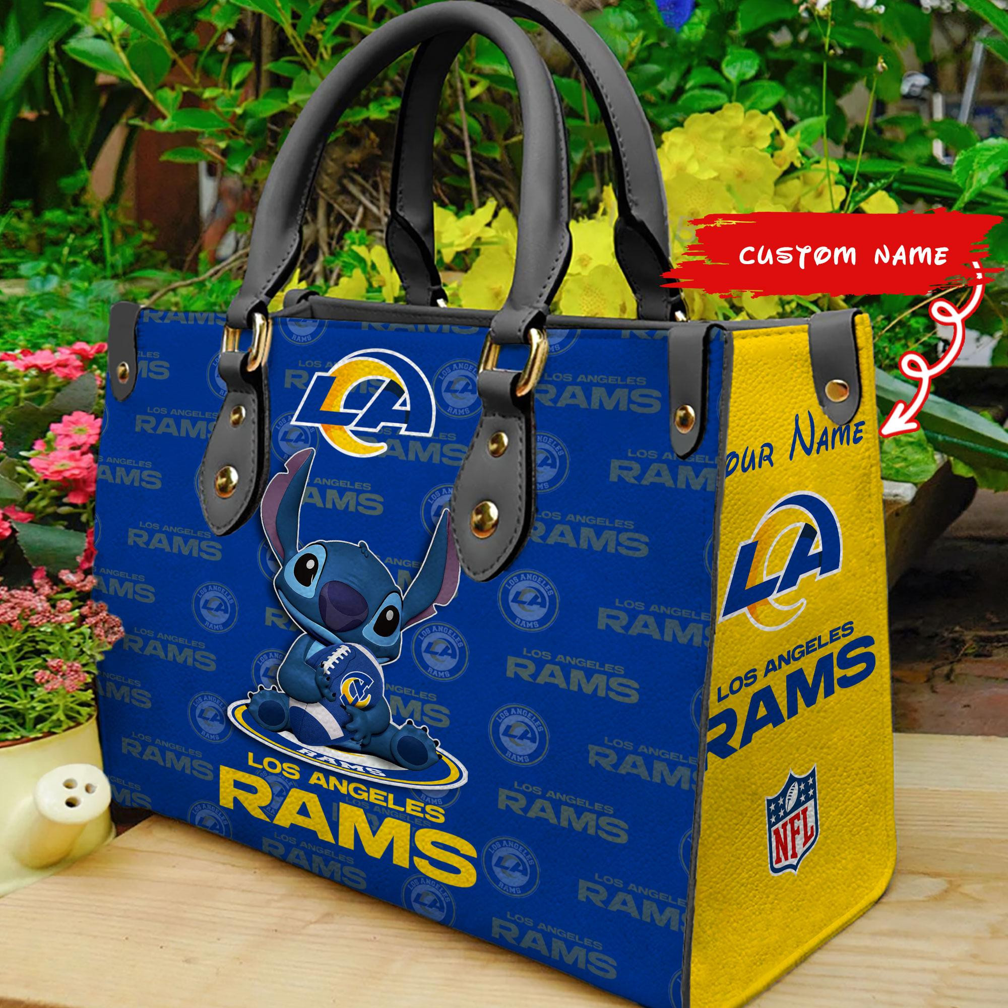 Los Angeles Rams Stitch Women Custom Name Leather Hand Bag M1
