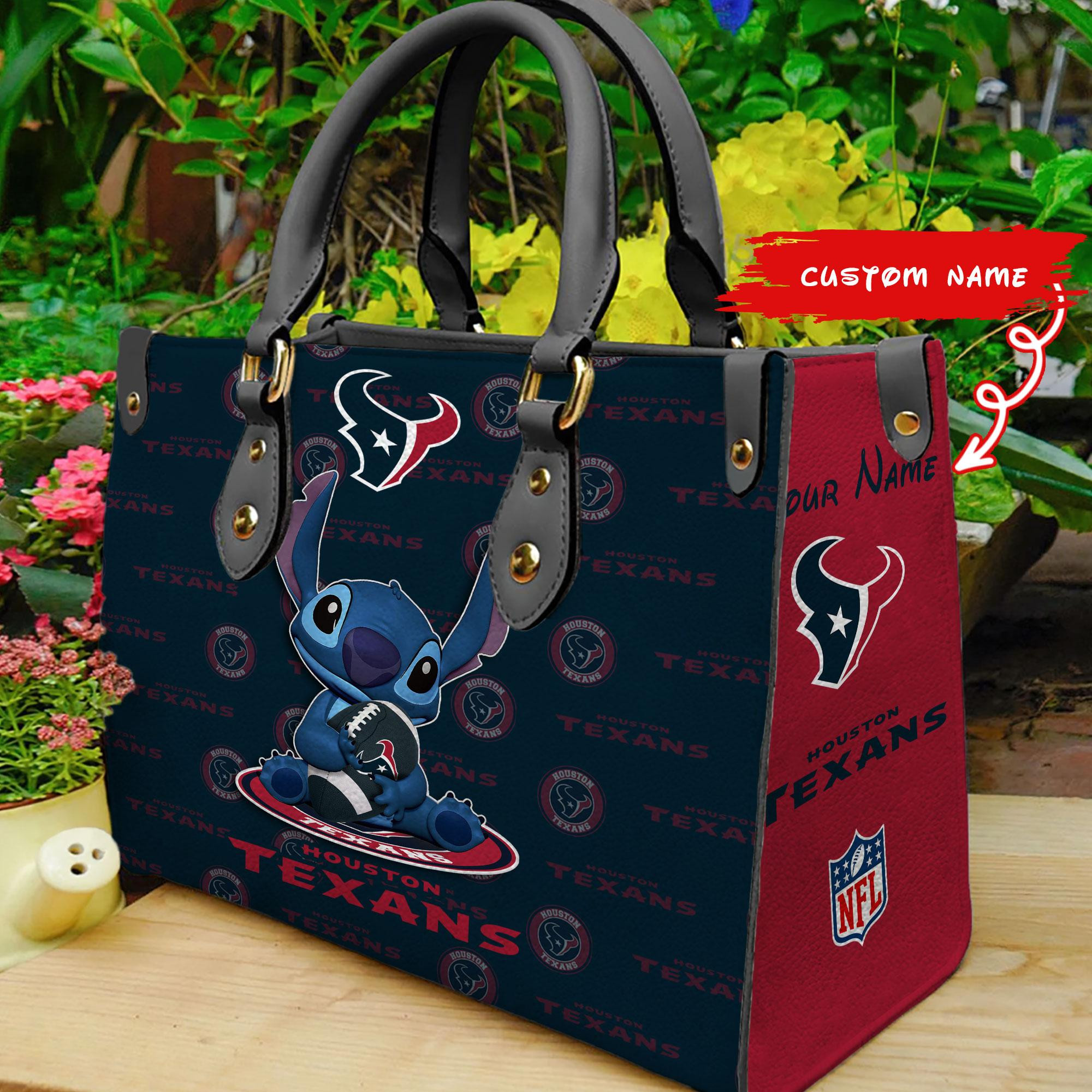 Houston Texans Stitch Women Custom Name Leather Hand Bag M1