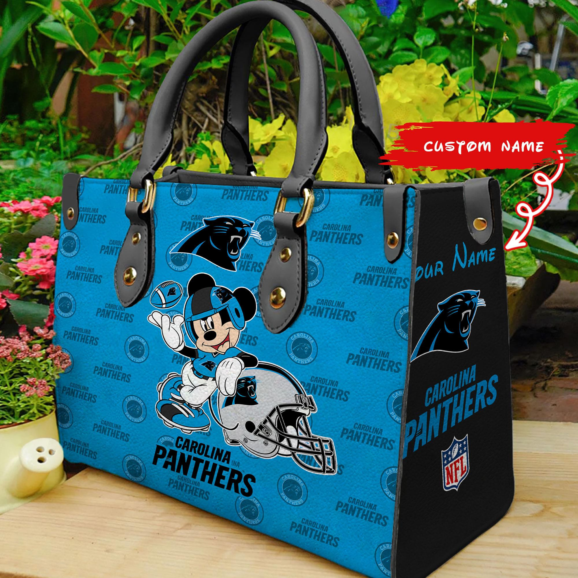 Carolina Panthers Mickey Women Custom Name Leather Hand Bag M1