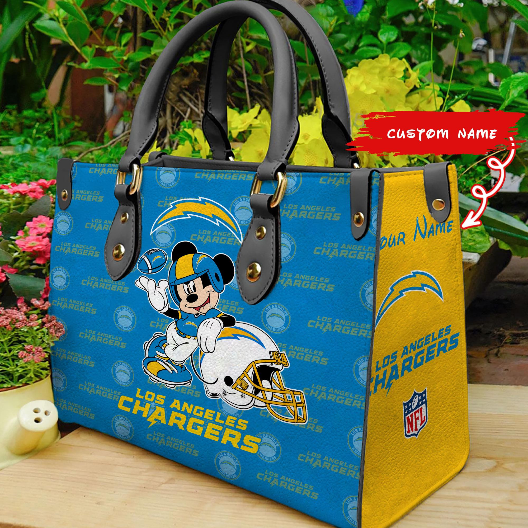 Los Angeles Chargers Mickey Women Custom Name Leather Hand Bag M1