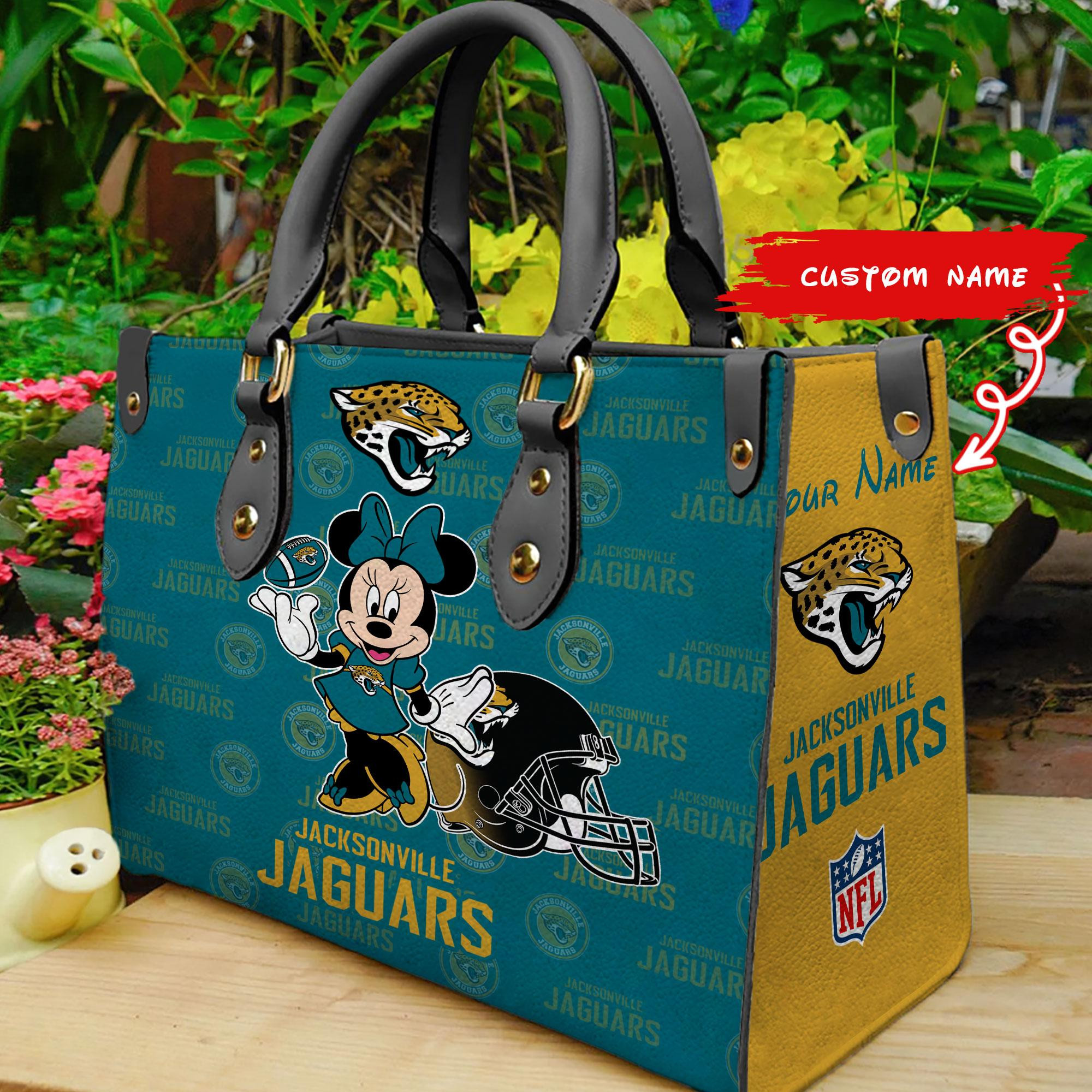 Jacksonville Jaguars Minnie Women Custom Name Leather Hand Bag M1