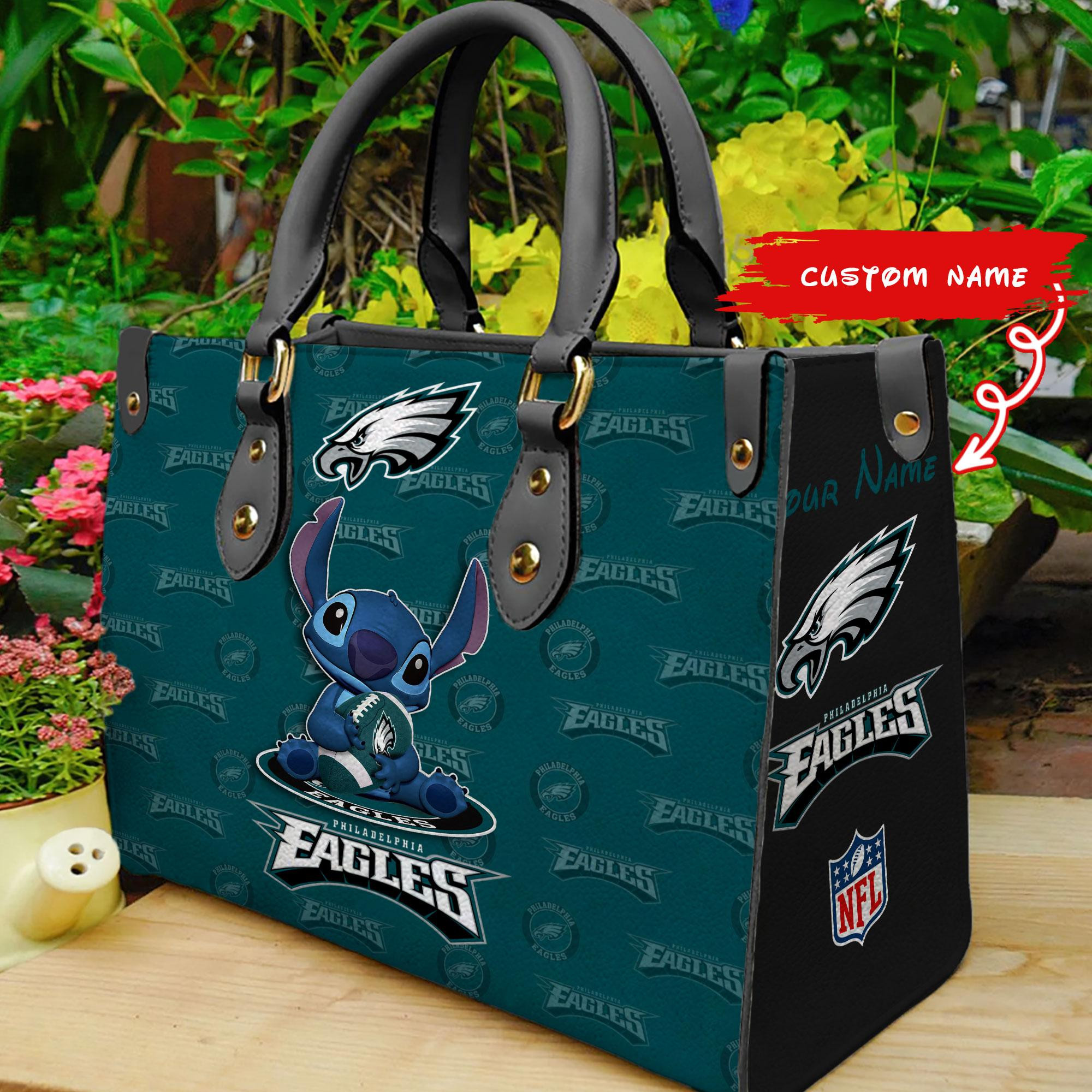 Philadelphia Eagles Stitch Women Custom Name Leather Hand Bag M1