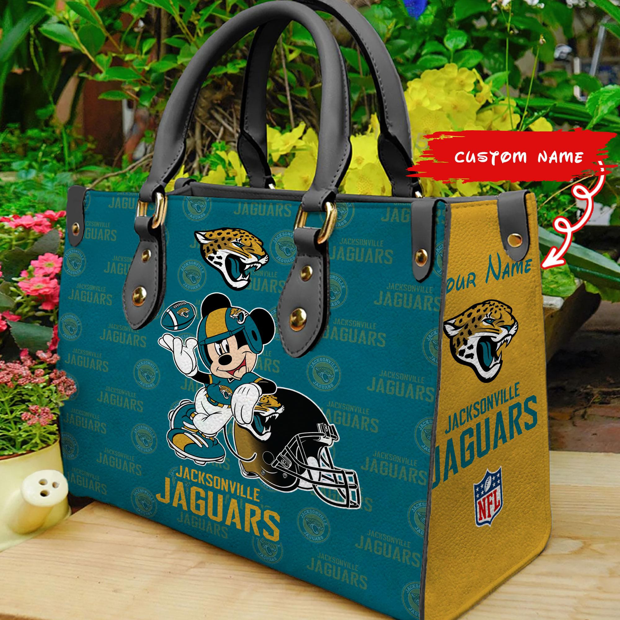Jacksonville Jaguars Mickey Women Custom Name Leather Hand Bag M1