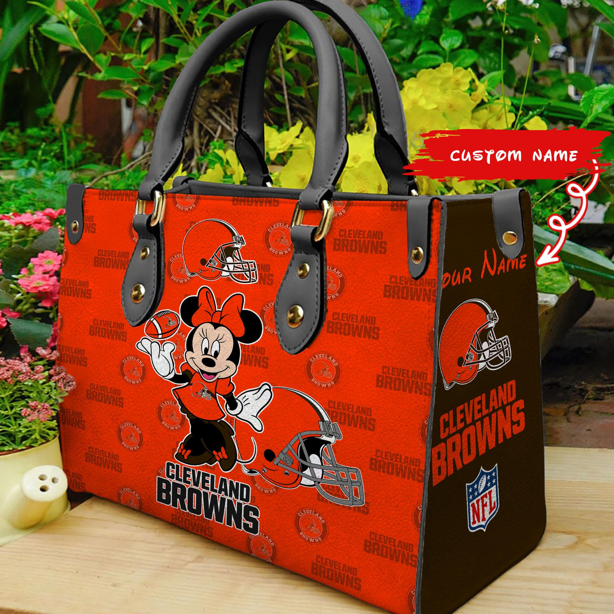 Cleveland Browns Minnie Women Custom Name Leather Hand Bag M1