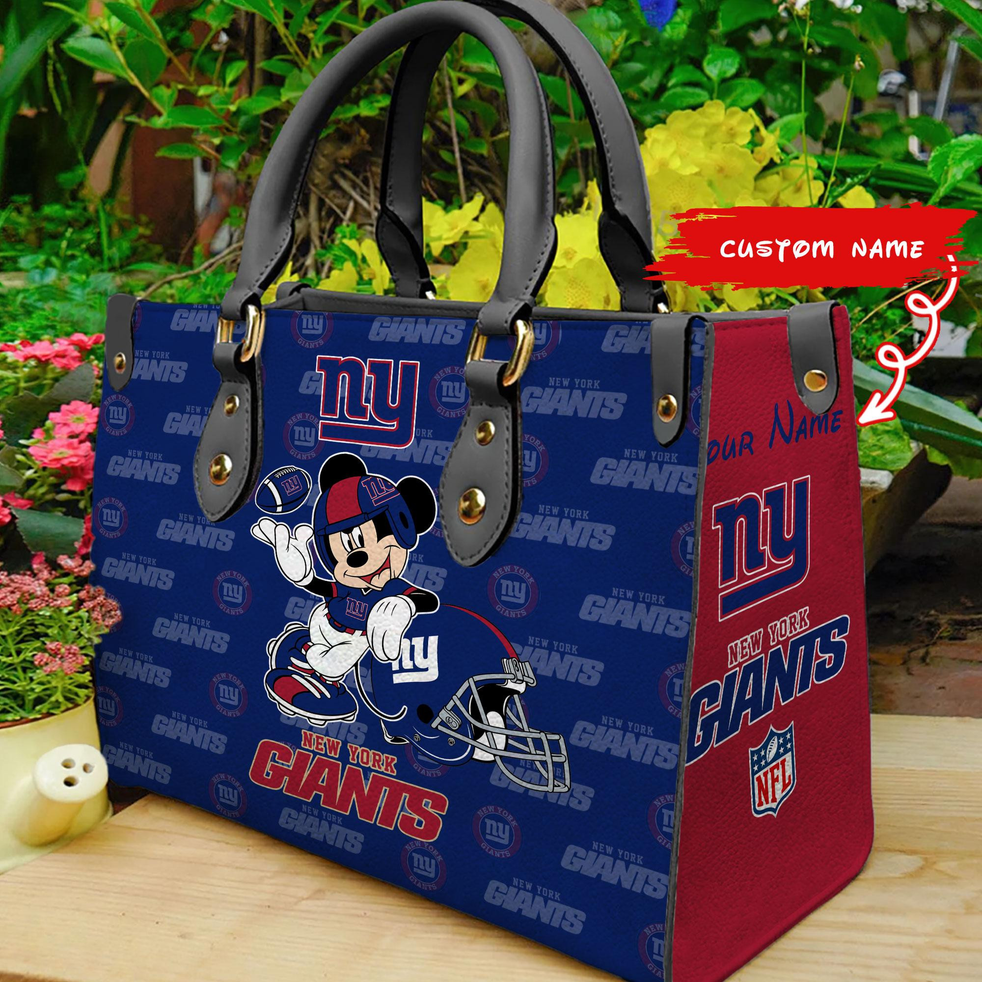 New York Giants Mickey Women Custom Name Leather Hand Bag M1