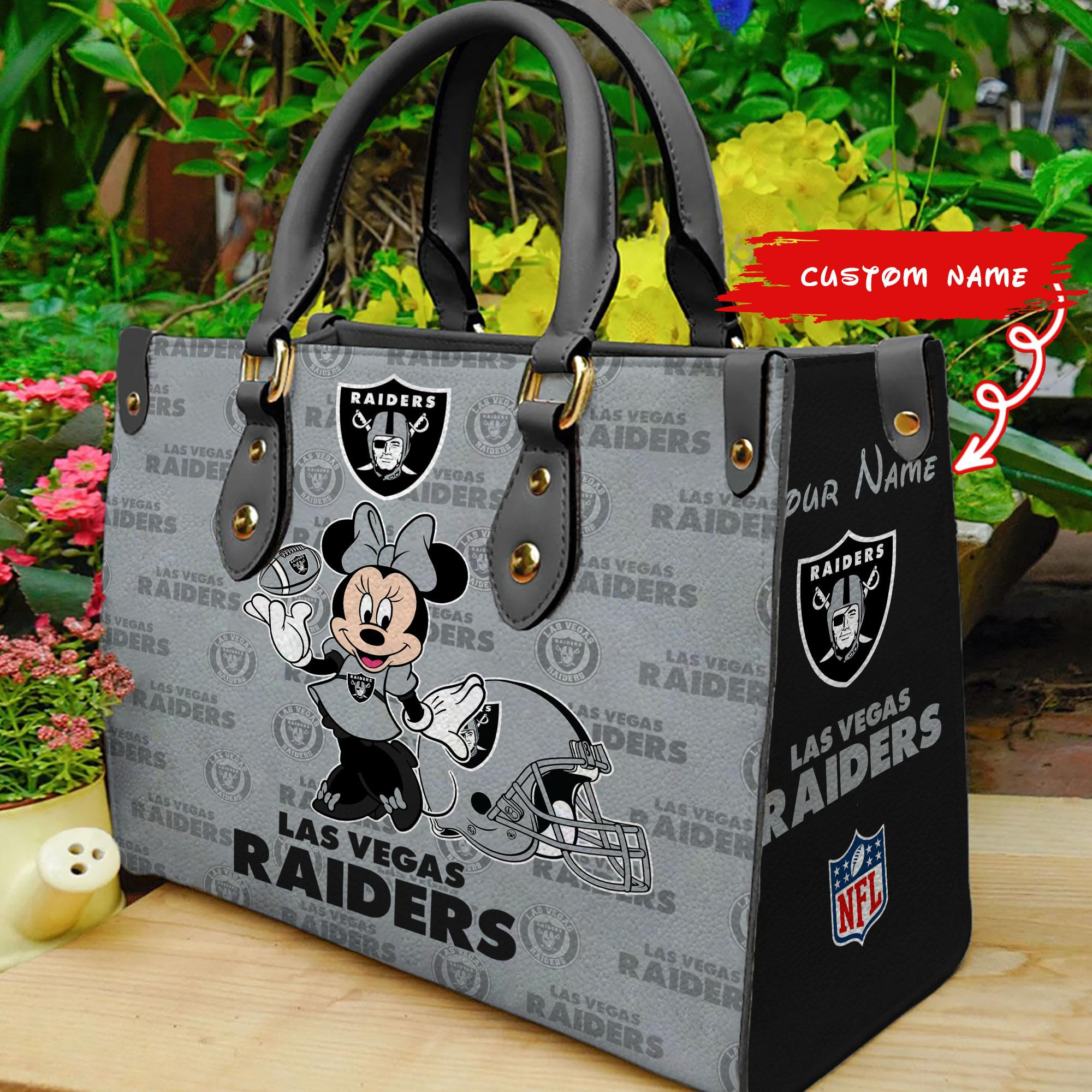 Las Vegas Raiders Minnie Women Custom Name Leather Hand Bag M1