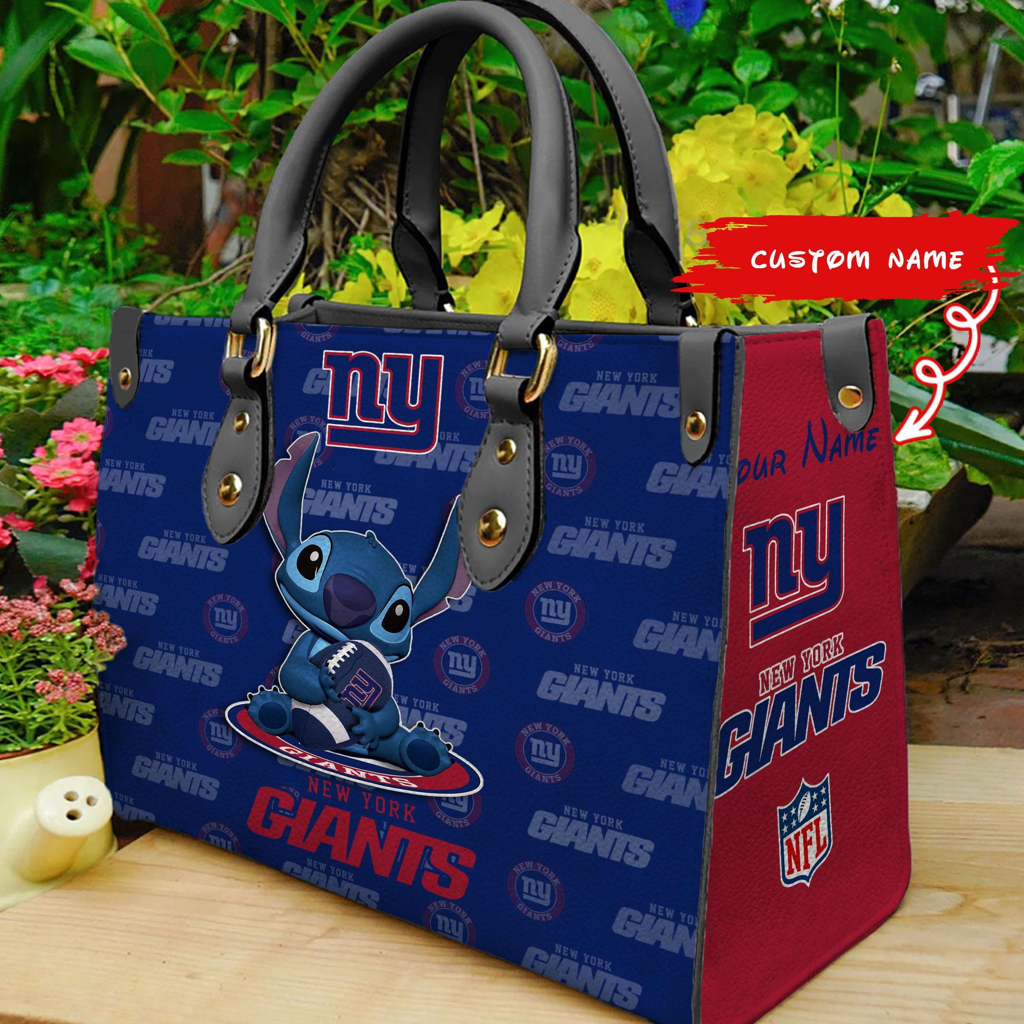 New York Giants Stitch Women Custom Name Leather Hand Bag M1