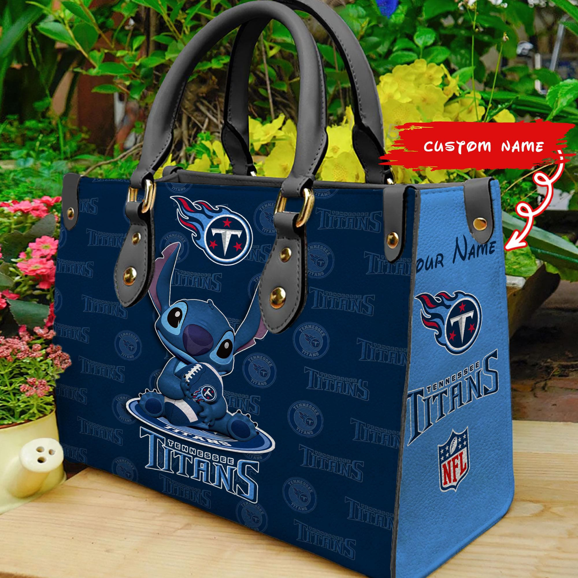 Tennessee Titans Stitch Women Custom Name Leather Hand Bag M1