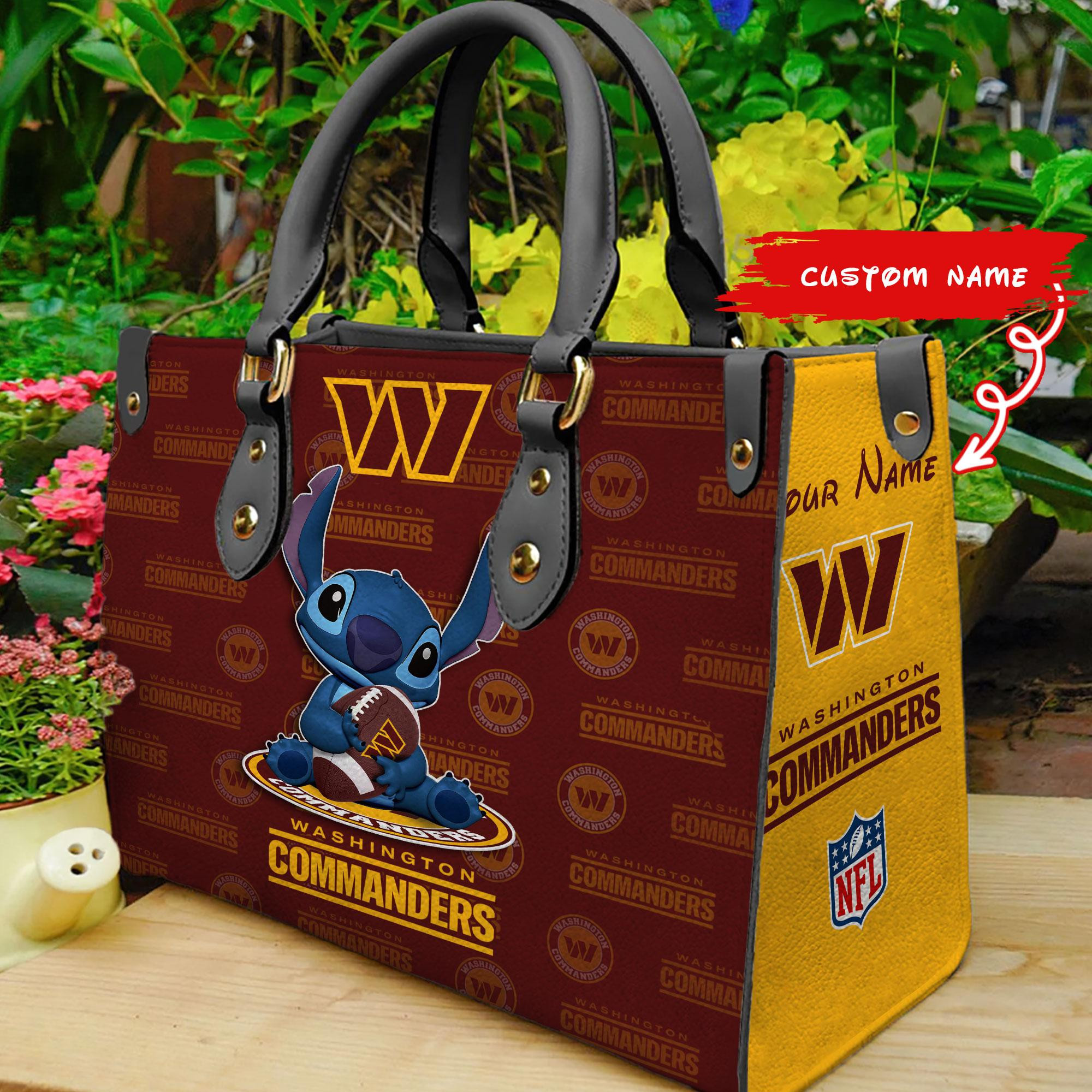 Washington Commanders Stitch Women Custom Name Leather Hand Bag M1