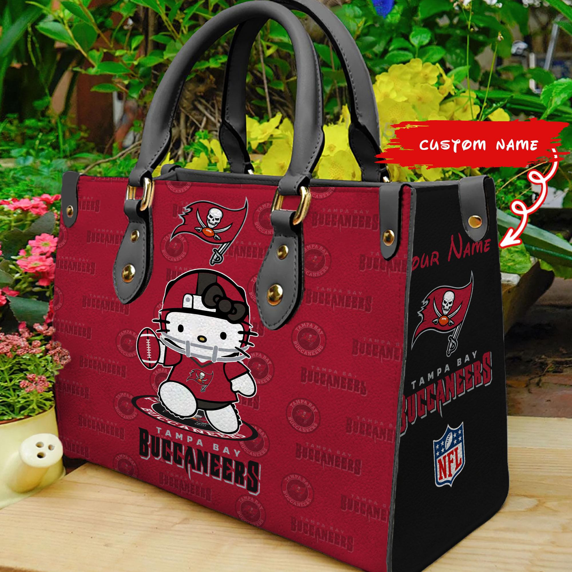 Tampa Bay Buccaneers Kitty Women Custom Name Leather Hand Bag M1