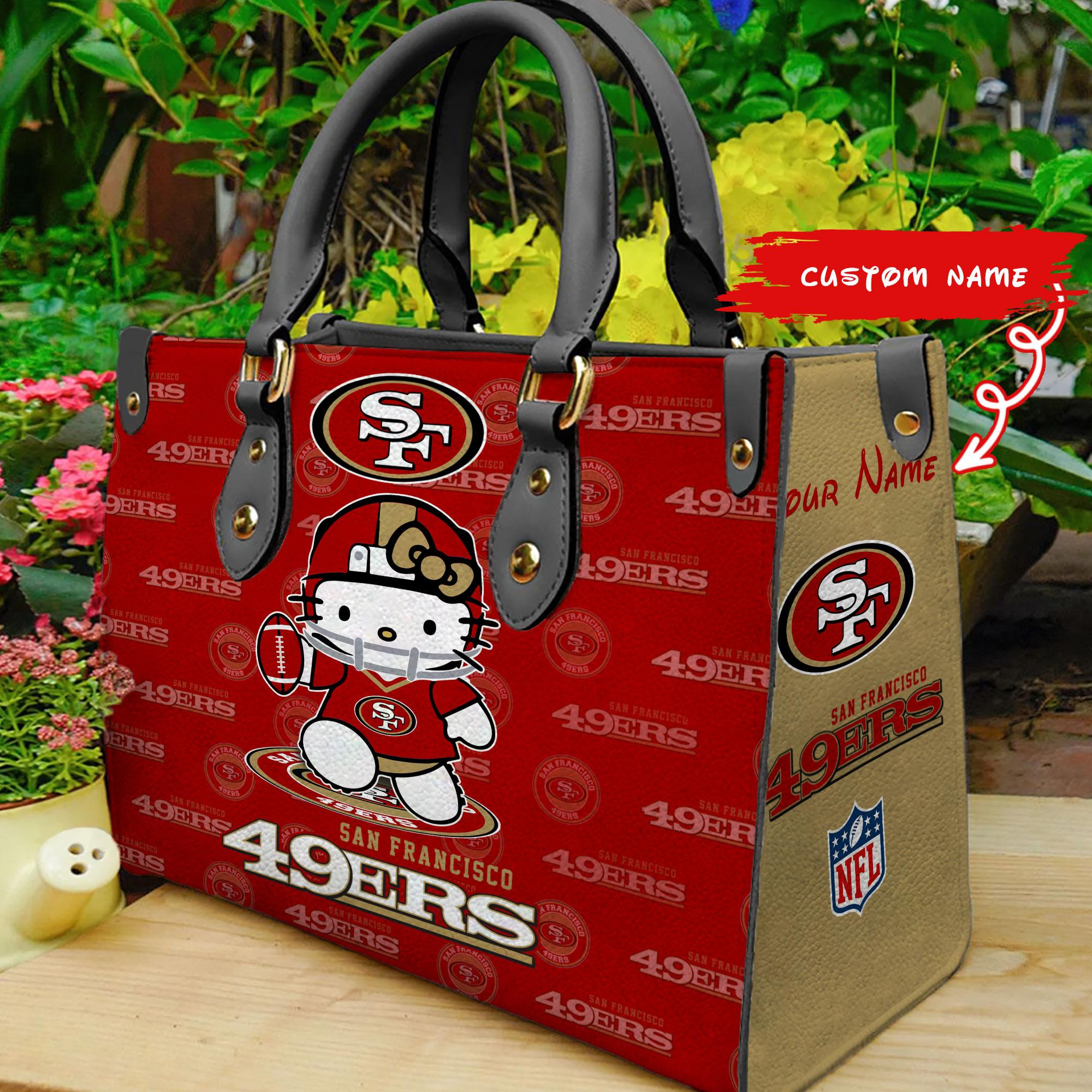 San Francisco 49ers Kitty Women Custom Name Leather Hand Bag M1