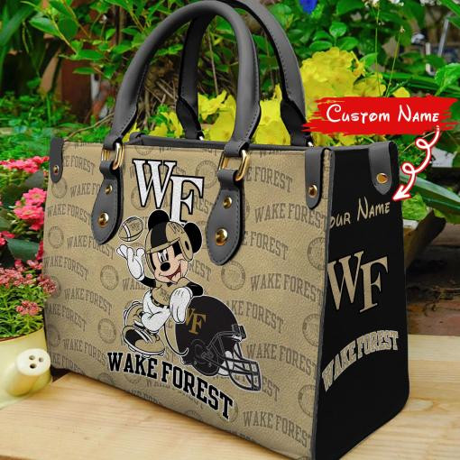 P Wake Forest Demon Deacons Mickey Women Leather Hand Bag