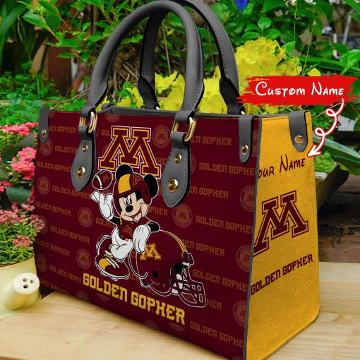 P Minnesota Golden Gophers Mickey Women Leather Hand Bag