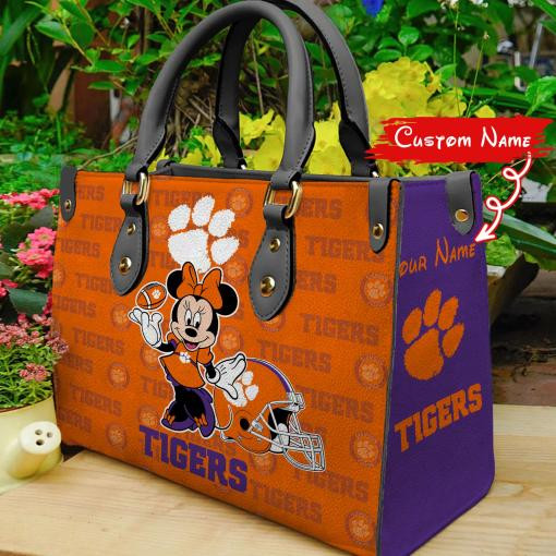 Clemson Tigers Minnie Women Leather Hand Bag