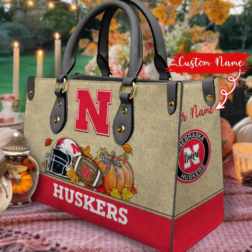 Nebraska Cornhuskers Autumn Women Leather Hand Bag