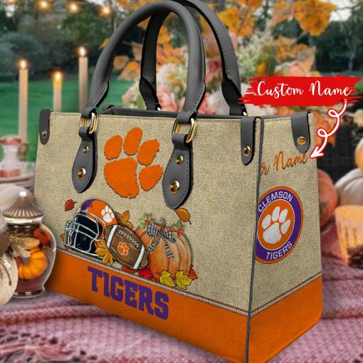 Clemson Tigers Autumn Women Leather Hand Bag