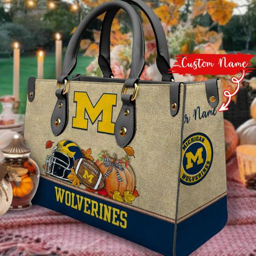 Michigan Wolverines Autumn Women Leather Hand Bag