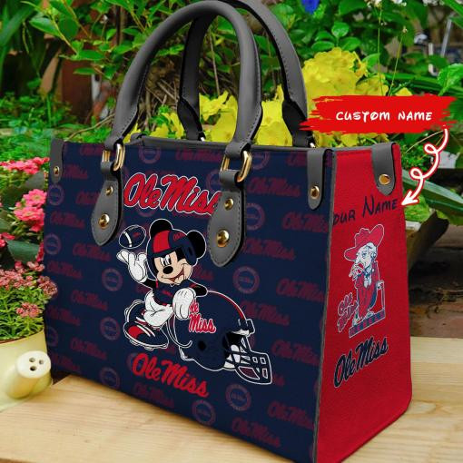 Ole Miss Rebels Mickey Women Leather Hand Bag
