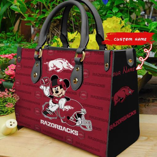 Arkansas Razorbacks Mickey Women Leather Hand Bag